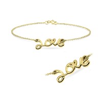 Gold Plated Romantic Love Silver Bracelet BRS-32-GP